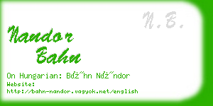 nandor bahn business card